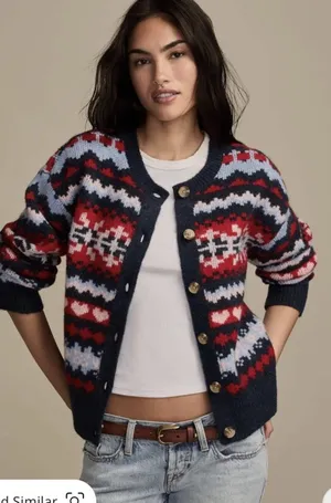 Lucky Brand Fair Isle Wool Brand Cardigan Sz S NWT With Flaw READ $128 thumbnail 1