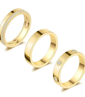 Non Tarnish Dainty 14K Gold Plated Stackable Rings Cubic Zirconia Ring Set thumbnail 1