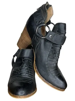 Leather Booties‎ Black Size 6.5 thumbnail 1