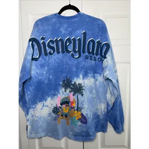 Disney Spirit Jersey Stitch‎ Disneyland Womens L Blue Tie Dye Long Sleeve Cotton thumbnail 2