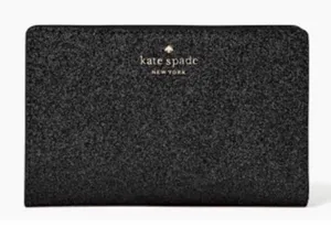 Kate Spade Joeley Glitter Medium Bi Fold Compartment Wallet Black NWT thumbnail 1