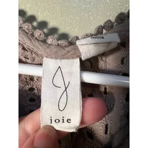 Joie Womens Size Small Eyelet Lace Sleeveless Top Light Brown V-Neck Boxy Cotton thumbnail 12