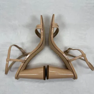 Sam Edelman Block Heel Sandals Square‎ Toe Ankle Strap Nude Beige Size 9M thumbnail 8