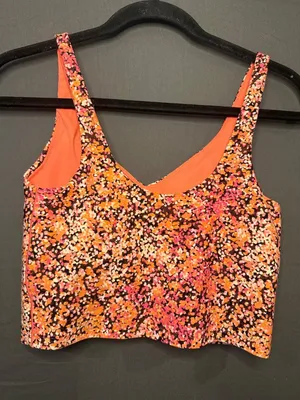 OFFLINE by Aerie Womens M Real Me Floral Longline Sports Bra Pink Orange thumbnail 2