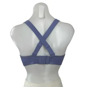 Alo Yoga Blue Ribbed Knit Cross Back Workout Athletic Sports Bra Crop Top Size S thumbnail 3