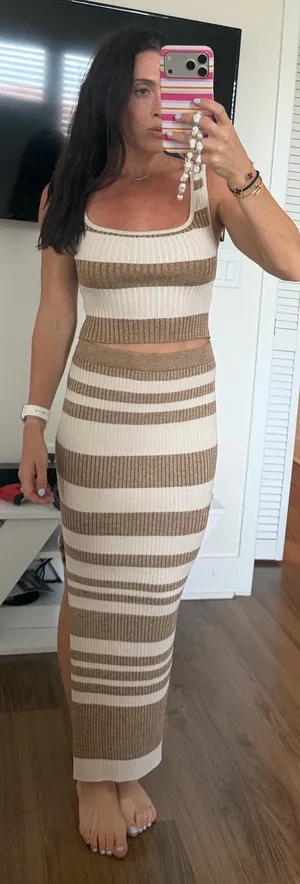Gold and Beige Skirt Set Multiple thumbnail 1