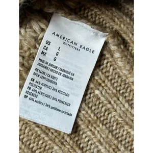 American Eagle chunky knit v-neck oversized sweater (L) neutral tan thumbnail 3