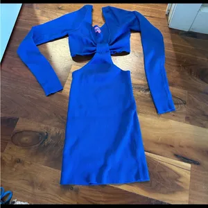 Edikted blue long‎ sleeve cutout mini dress size M thumbnail 3
