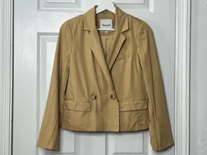 Madewell XS Camel Tan Double Breasted Blazer Preppy Heritage Academia Classic thumbnail 2