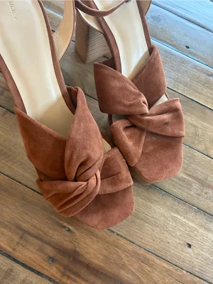 Anthropologie Maeve Suede Knot Platform Brown Heels 10 thumbnail 5