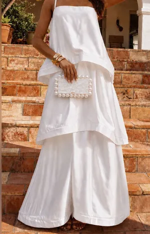 NWOT Show Me Your Mumu Ella Tiered Maxi Dress size Small S white ivory satin thumbnail 1
