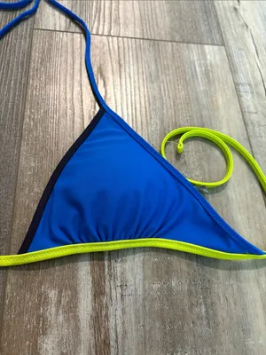 Aerie Blue & Green Triangle Swim Bikini Top Small thumbnail 3