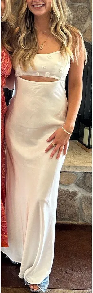 Hello Molly Long White Dress with Floral Embroidery thumbnail 1