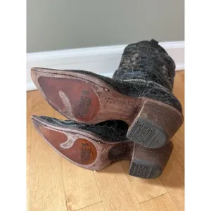Corral Vintage Black Leather Exotic Lizard Inlay Cowgirl Boots C2108 Women's 7 M thumbnail 4