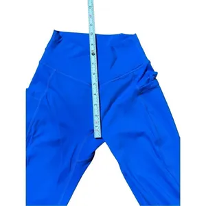Womens bright blue full‎ length leggings athletic pants sz Small thumbnail 8