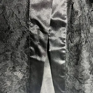 Vintage Gold Label Victorias Secret Satin‎ And Lace Robe Black Whimsigoth M/L thumbnail 6