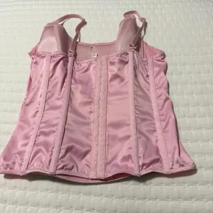 Victoria’s Secret Corset Style Tank Top Sz M Medium Pink With Black Lace thumbnail 4