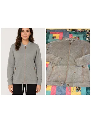 BMW $112 Woman’s S Gray Full Zip Sweat Jacket with Drawstring Hem Zip Pockets thumbnail 2