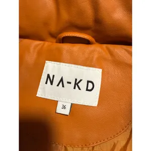 NA-KD Cognac Brown Orange Faux Leather PU Padded Jacket Bomber Puffer Coat 36/S thumbnail 4
