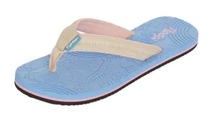 NWT Floopi Women Durable EVA Floral Textured Flip Flops Blue 6M thumbnail 1