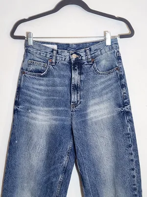 Zara High Waist Straight Leg Distressed Cut-off Jeans Size 4 thumbnail 2
