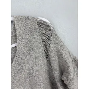PPLA Womens Sweater Gray Distressed Shredded V-Neck Knit Medium thumbnail 6