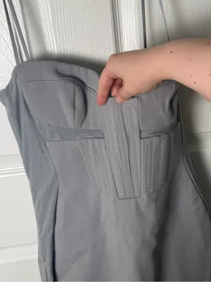 House of CB KIKI Light Grey Mesh Panelled Bodycon Midi Dress M thumbnail 5