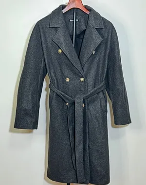 Lapel neck Double Breasted belted PeaCoat overcoat Women small academia lagen thumbnail 1
