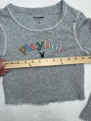 Playboy Pacsun Cropped Long Sleeve Tee Size XS Lettuce Hem thumbnail 11