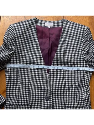 Chic John Meyer Vintage Houndstooth Blazer Black White Preppy Career Jacket thumbnail 7