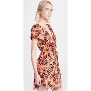 ALC Frank Alice Mini Dress Orange Rose Floral Print Cotton Size 4 thumbnail 7