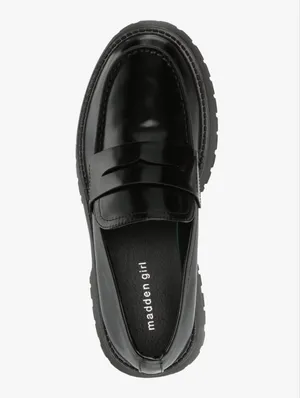 Madden Girl Heaathr Patent Lug Sole Loafers Womens Shoes Size 8 Black Platform thumbnail 3