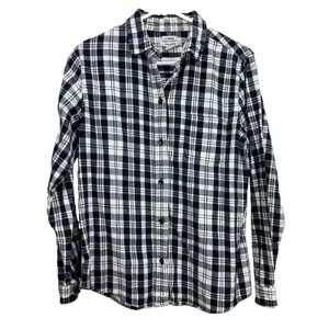 LL Bean Black/White Scotch Plaid Cotton Flannel Button Shirt Relaxed Fit MEDIUM thumbnail 3