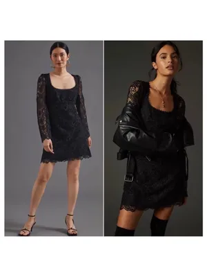 Anthropologie Maeve Embroidered Lace Mini Dress: Size 0 thumbnail 3