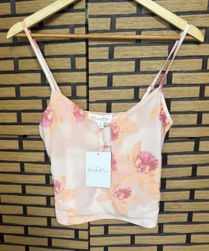Pink rose pink floral mesh cami size medium thumbnail 1