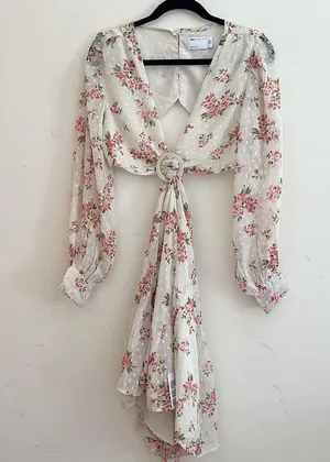 ASOS | Long Sleeve Floral Cut Out Dress thumbnail 4