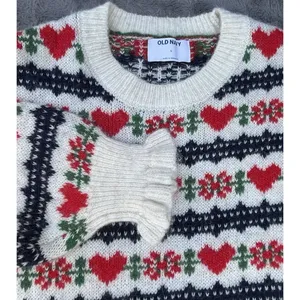 Loose Crew-Neck Wool-Blend Cropped Sweater Old Navy Large hearts Oversized thumbnail 8