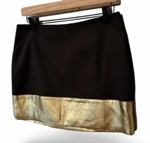 Express Tan Gold Sequin Knit Mini Skirt Size 6 thumbnail 1