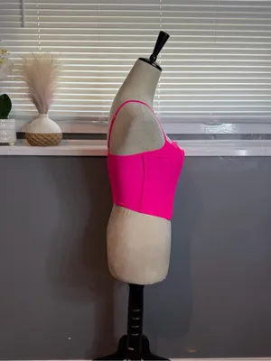 Out From Under Hot Pink Corset Top Small | Barbiecore Lace Trim Bustier Cami thumbnail 3