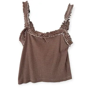 Anthropologie Maeve Dorrie Ruffled Cami Tank Top Size XL Brown White thumbnail 2