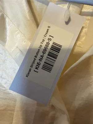 Baltic Born Kieran Striped Button Up Satin Cream Top Size Small NWT‎ thumbnail 4