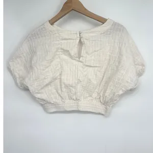 Faherty Cala Windowpane Dolman Cropped Ivory Top S Organic Cotton Neutral Boho thumbnail 4