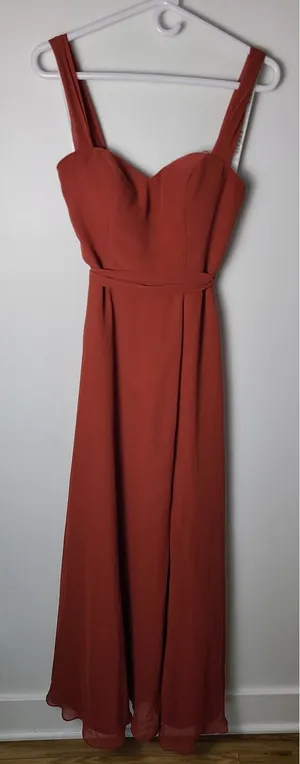 Azazie Sz A0 Terracotta Rust Chiffon Sweetheart Bridesmaid Gown Dress Formal thumbnail 1