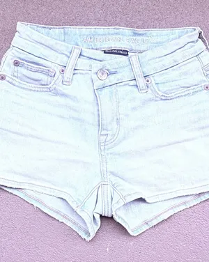 American Eagle Outfitters Light Blue Denim Women's High-Rise Shorts Sz 00 thumbnail 1