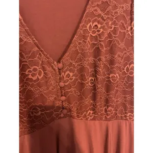 Torrid Knit And Lace Dress Size 1x Rust V Neck Casual thumbnail 6