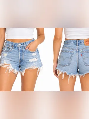 Levi’s 501 Women’s W24 High Rise Distressed Cutoff Denim Shorts Light Wash thumbnail 2
