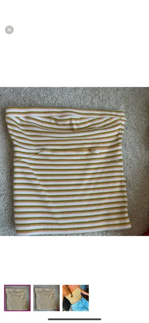 BDG Green and Yellow Striped Crop Top thumbnail 1