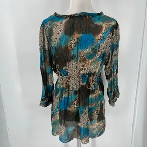 Notations Chiffon Y2K Babydoll Tunic Womens Top Sz L Y2K Boho Ruffle Festival thumbnail 7