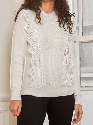 Lulus Women's Size Small‎ White Cottage Coquette Feminine Lace Sweater thumbnail 1