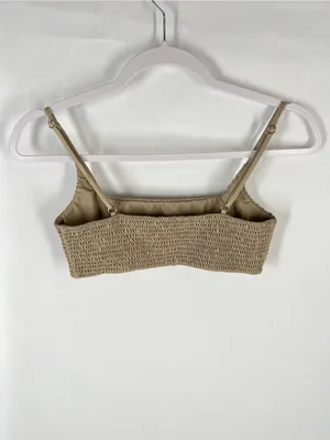 Aila Blue Alice‎ Smocked Bikini Top Tan Taupe Size M NWT thumbnail 4
